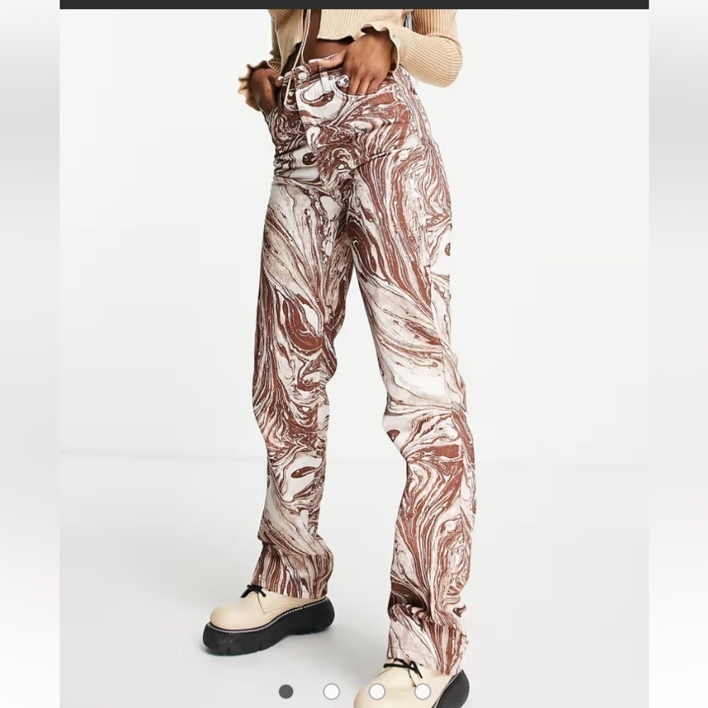 NWT Topshop Straight Kort Jeans in brown marble